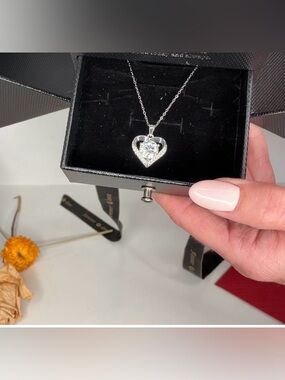 3CT Moissanite Heart Pendant Necklace with Red Rose Gift Box